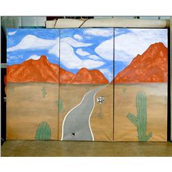 Mural painting of Route 66 Desert Scene on 3 Canvas Panels