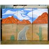 Image 1 : Mural painting of Route 66 Desert Scene on 3 Canvas Panels