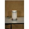 Image 1 : Small 9" Tall Ultra Modern brushed Steel Coffee Patio Table lamp with Mesh Shell  