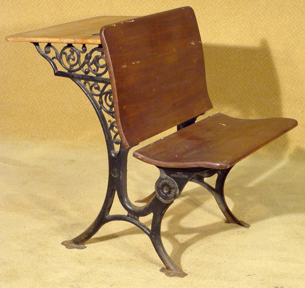 Antique Wrought Iron School Desk