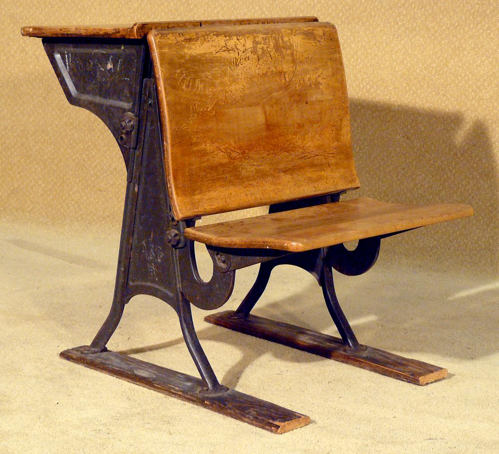 Antique Wrought Iron School Desk on Stand