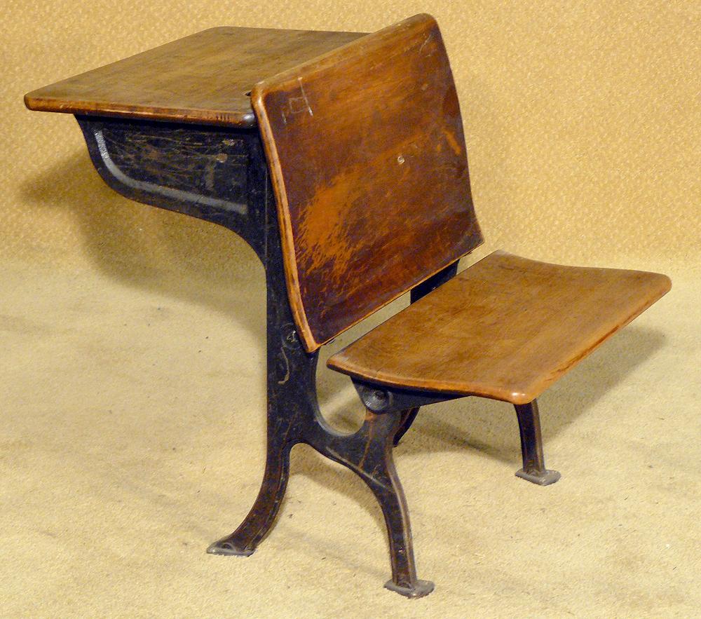 Antique Wrought Iron School Desk