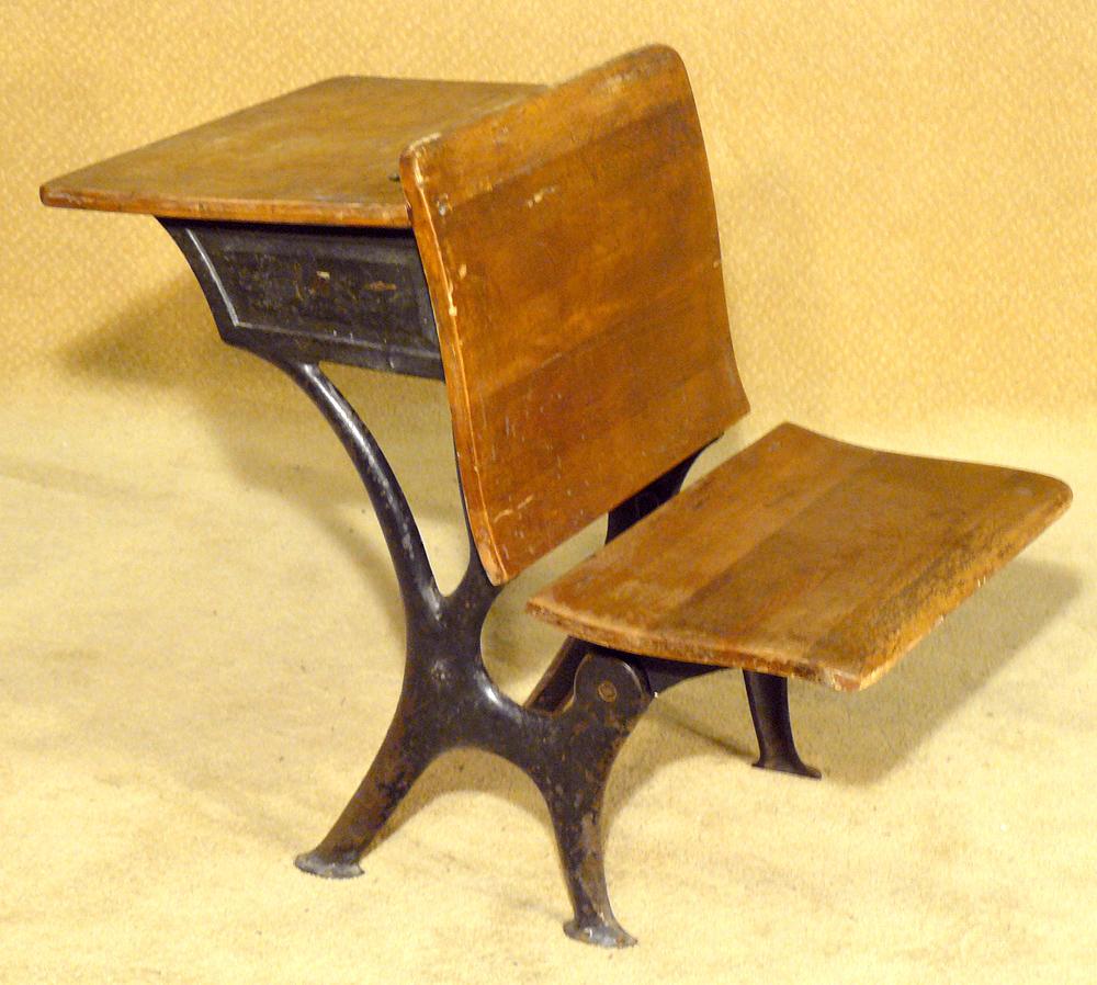 Antique Wrought Iron School Desk