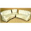 Three Piece White 1950's Shell Back Sectional Couch