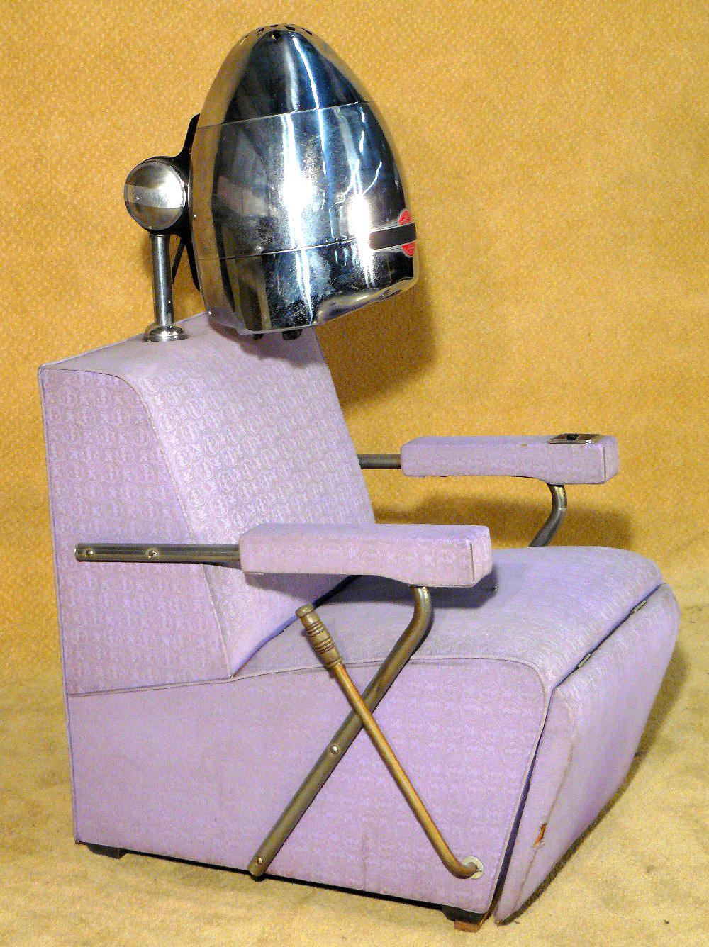 1950's Atomic Purple Beauty Salon Chair with Hair Dryer X2