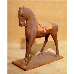 Antique Wooden Horse with Saddle Statue Victorian Era