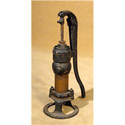 Vintage Iron and Brass Hand Crank Water Pump Painted Black