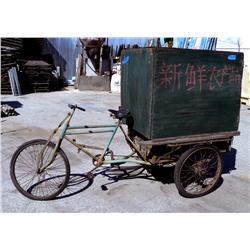 Vintage Chinese Peddle Cart Bicycle Rickshaw with storage