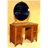 Image 1 : 1930s Two Tone Art Deco Vanity with Round Cobalt Mirror