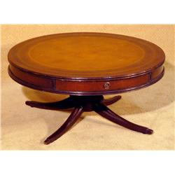 36" Leather Top Round Coffee Table circa 1940s