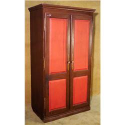 Large Neo Classic Brown Wood Armoire Red Front
