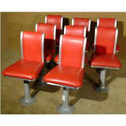 Set of 8 Red High Back 1950's Bar Stools