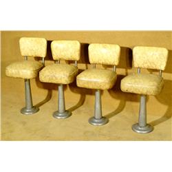 Set of 4 Yellow 1950's Mid Century Bar Stools