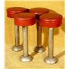 Image 1 : Set of 4 Post War Red vinyl Barstools
