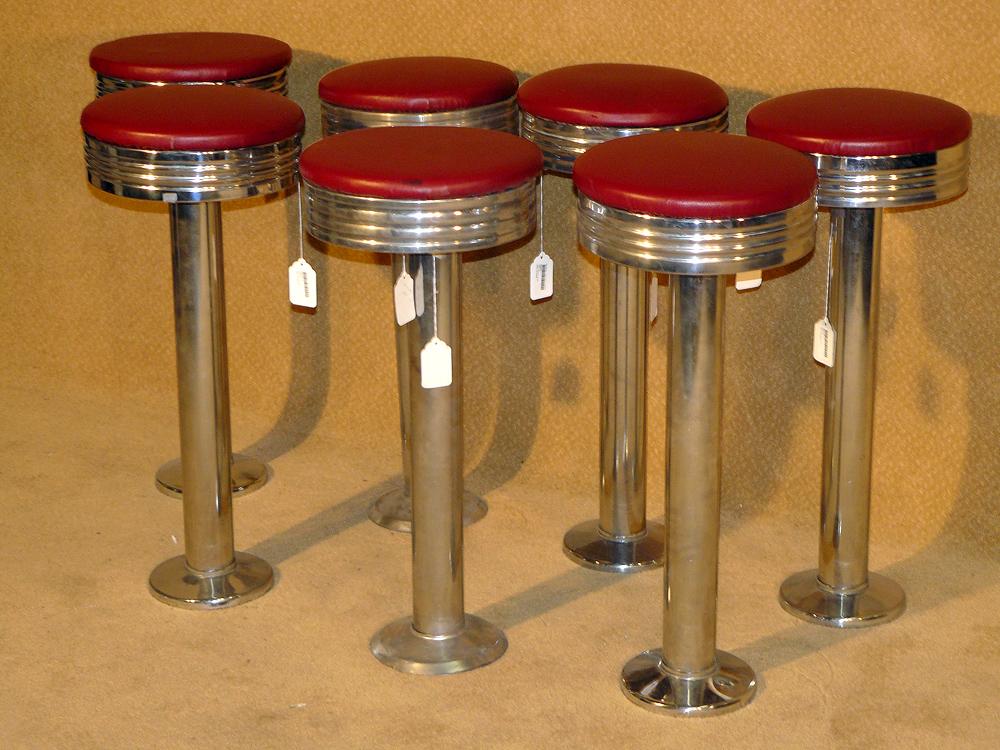 1950's Soda Shop Dinner Chrome Barstools Set of 7