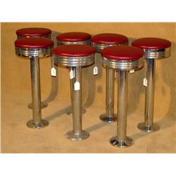 1950's Soda Shop Dinner Chrome Barstools Set of 7 