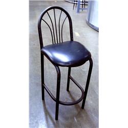 1980's Black Metal stool with blue seat