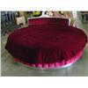 Image 1 : 7' Foot Burgundy Round with Tufted Chrome Head Board