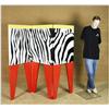 Image 1 : 1980's Zebra Folding Screen with Red Legs 