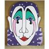 Image 1 : Large Hand Painted Crying Theater Clown Dividing Wall Panel 