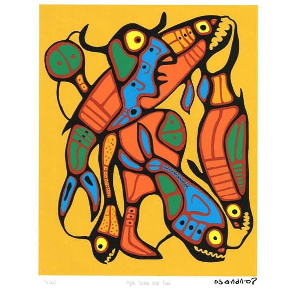 Norval Morrisseau "Man Turns Into Fish" Giclee 9x1