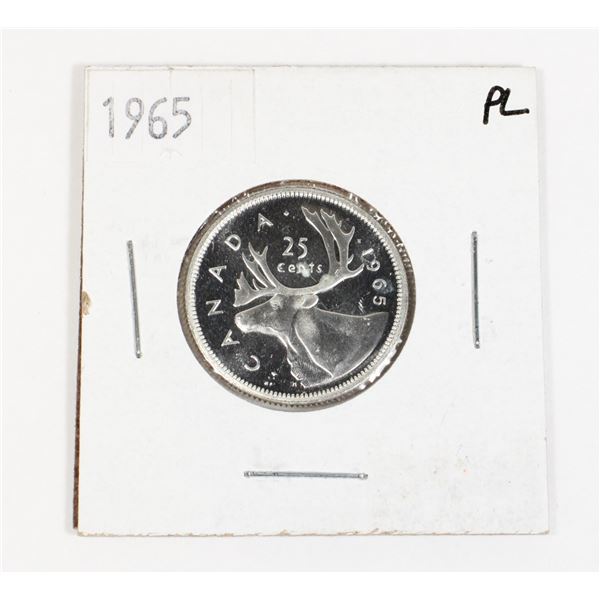 1965 CANADA SILVER .25 CENT PROOF LIKE