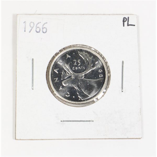 1966 CANADA SILVER .25 CENT PROOF LIKE