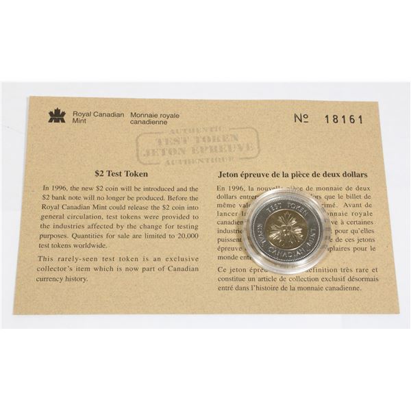 ROYAL CANADIAN MINT $2 TEST COIN