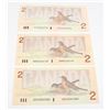 Image 2 : 1 SET 3 - $2.00 1986 CANADIAN BILLS, CARD #99.