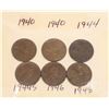 Image 1 : 1 SET 6 - 1940 - 1948 ONE CENT US COINS, CARD