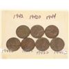 Image 1 : 1 SET 7 - 1942 - 1946 ONE CENT US COINS, CARD