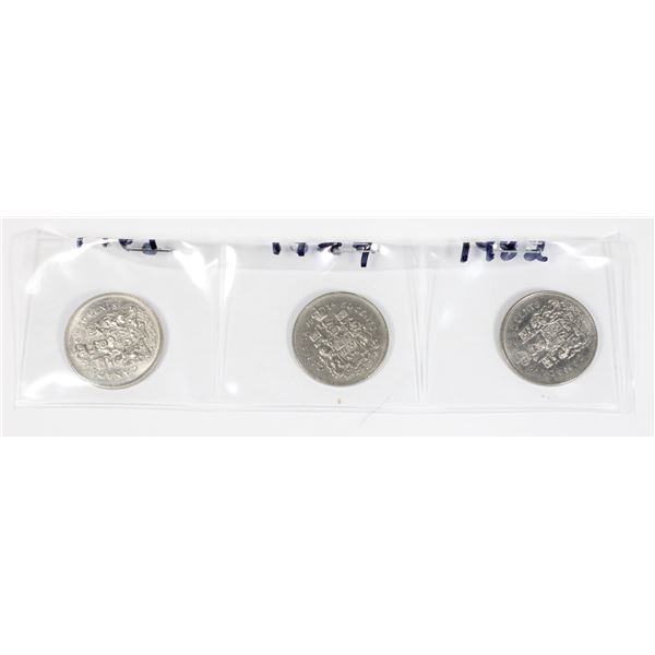 1 SET 3 - 1969, 1974 & 1982 .50 CENT CANADIAN