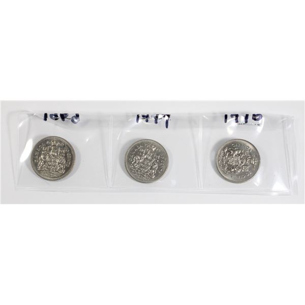 1 SET 3 - 1969, 1974 & 1976 .50 CENT CANADIAN