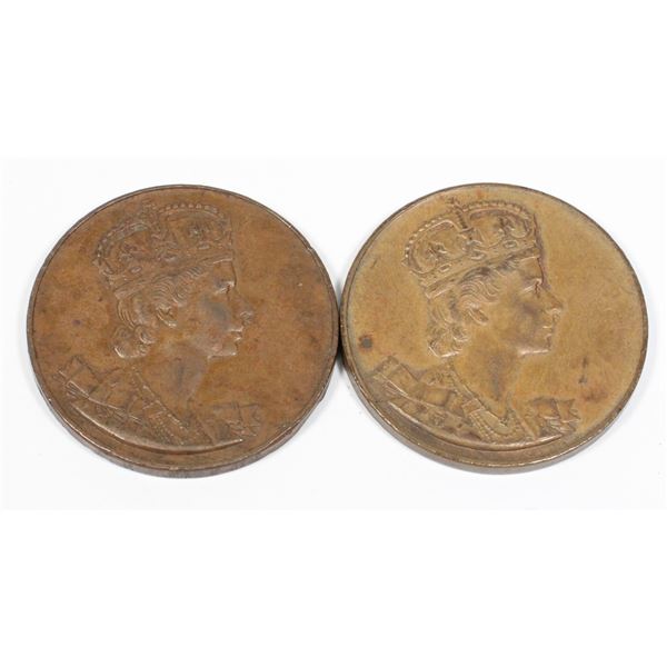 1 SET 2 - 1953 CORONATION BRONZE MEDALS.