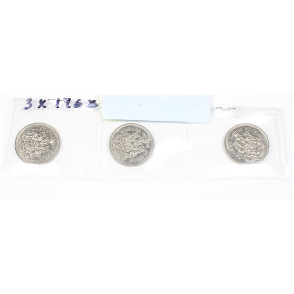 1 SET 3 - 1968 .50 CENT CANADIAN COINS.