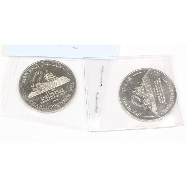 1 SET 2 - 1977 PEI SOUVENIR DOLLAR.