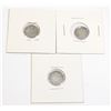Image 1 : 1911, 1912, 1913 CANADA SILVER 5 CENT COINS