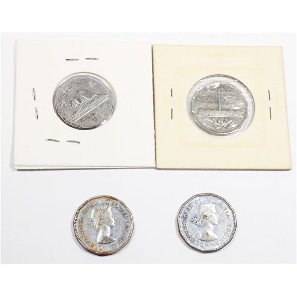 1951,52,53,54 CANADIAN 5 CENT COINS