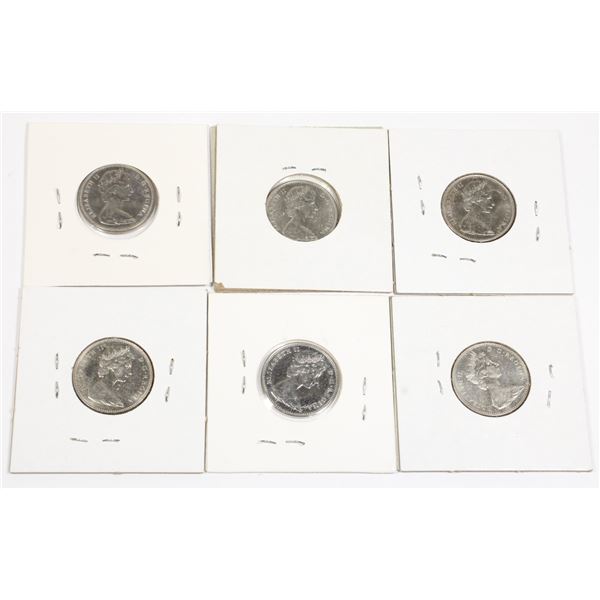 SIX 1967 CANADIAN CENTENNIAL 5 CENT COINS