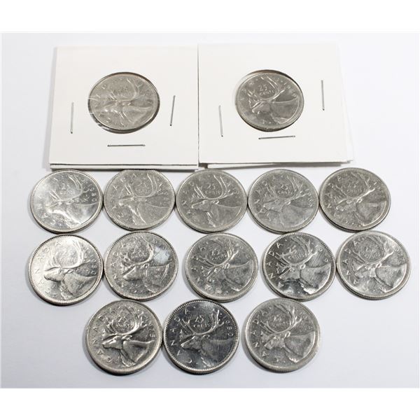 15 ASSORTED YEARS CANADIAN QUARTERS YEARS RANGE