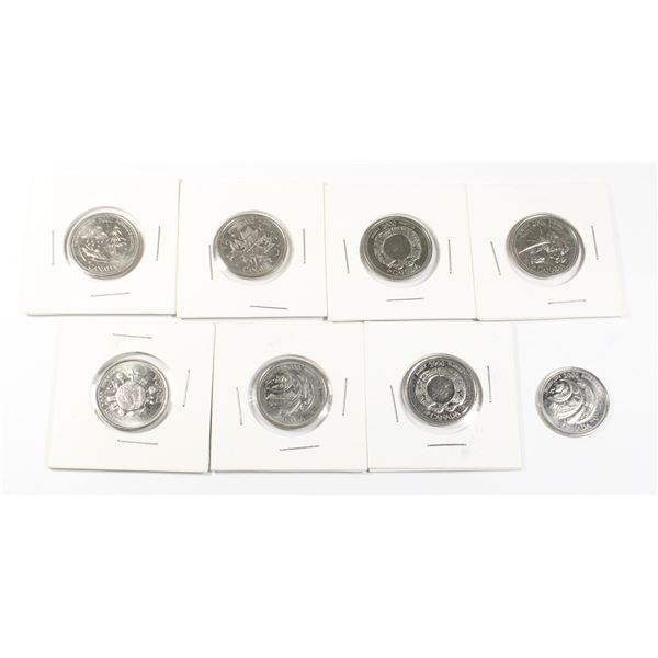 EIGHT ASSORTED CANADIAN MILLENIUM QUARTERS