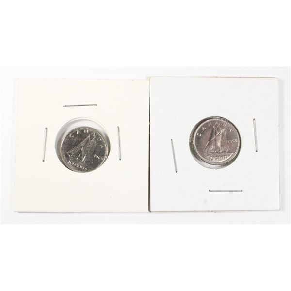 TWO 1968 CANADIAN 10 CENTS