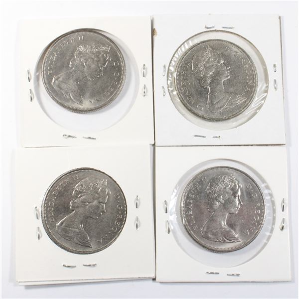 FOUR 1971 CANADIAN DOLLAR COINS