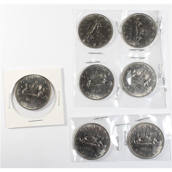 SEVEN 1976 CANADIAN DOLLAR COINS