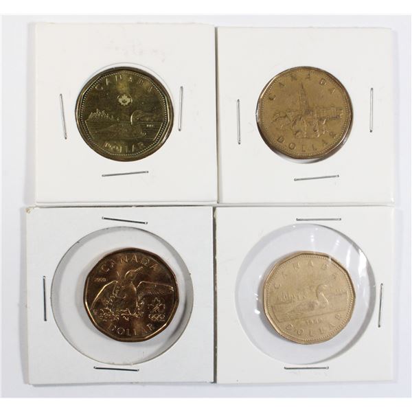 4 CANADIAN DOLLAR COINS INCLUDING 1992,2008,1989
