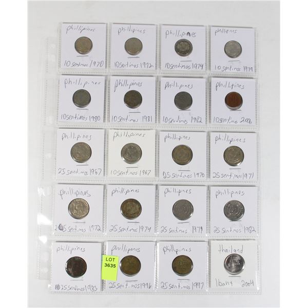 20 COINS 19 PHILIPPINES 1 THAILAND