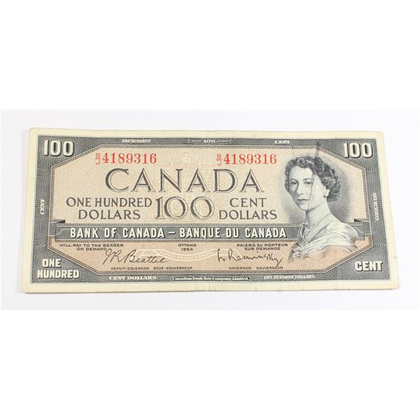 1954 CANADIAN $100 BANK NOTE
