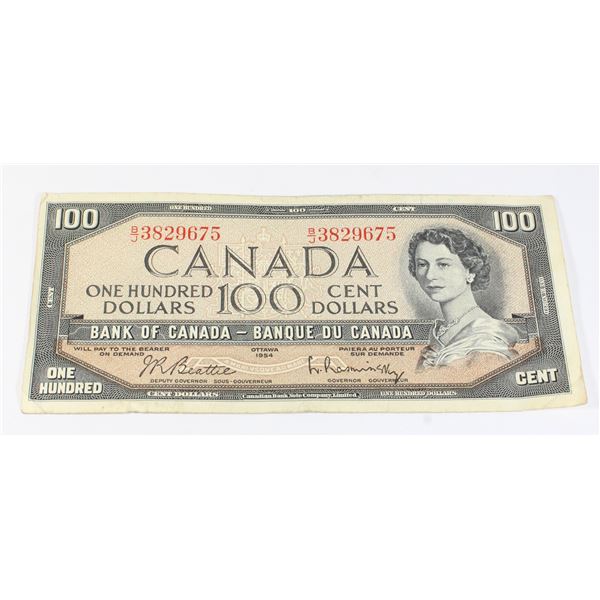 1954 CANADIAN $100 BANK NOTE