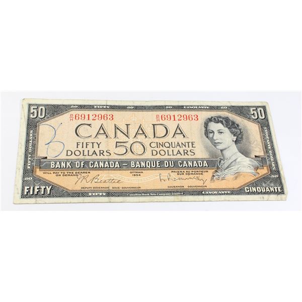 1954 CANADIAN $50 BANK NOTE
