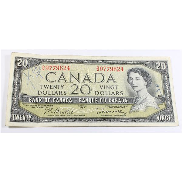1954 CANADIAN $20 BANK NOTE